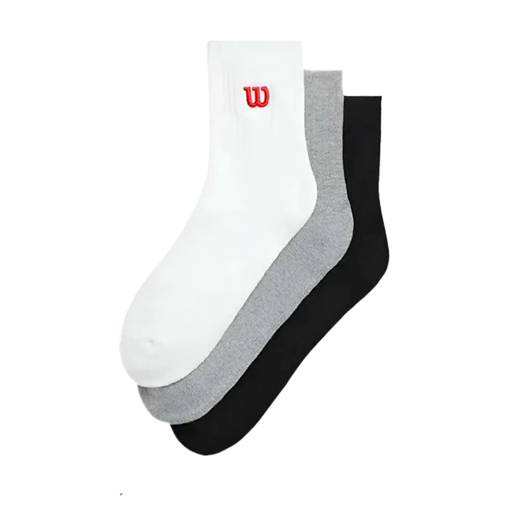 Wilson Calcetines Wilson Quarter Top Bright White/Black/Grey (Pack x3)